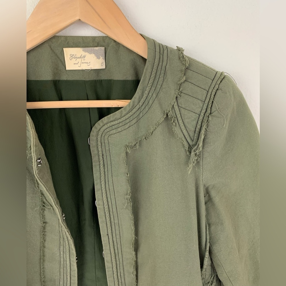 Elizabeth and James Olive Green Military Jacket 3/4 sleeves - Picture 4 of 13